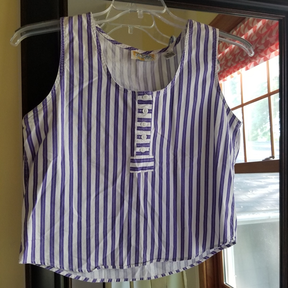 Striped Purple and White Vintage Crop Top